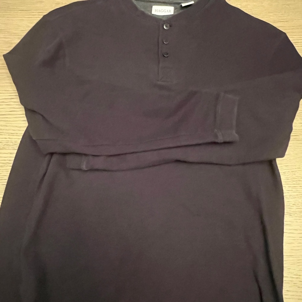Haggar Men's Dark Gray Long Sleeve Shirt